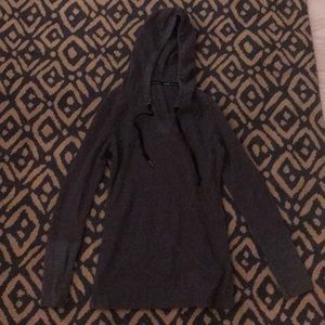 Hooded long sleeve waffle shirt